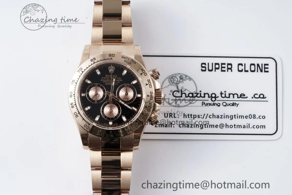 Cozy Daytona 116505 QF 1:1 Best Edition Black RG Dial on RG Bracelet SA4130 V 1754