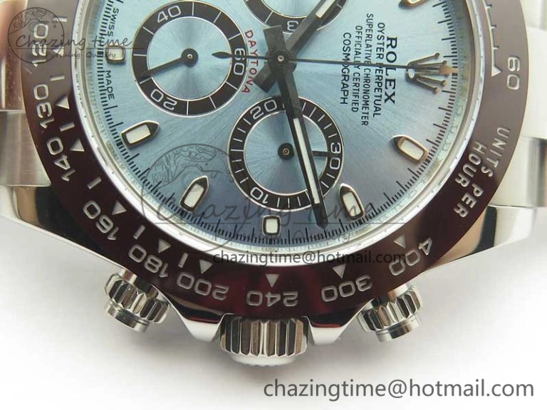 Daytona 116506 ARF 1:1 Best Edition 904L SS Case and Bracelet Ice Blue Dial Lume Markers A4130 Super Clone V ComfortFit 3410