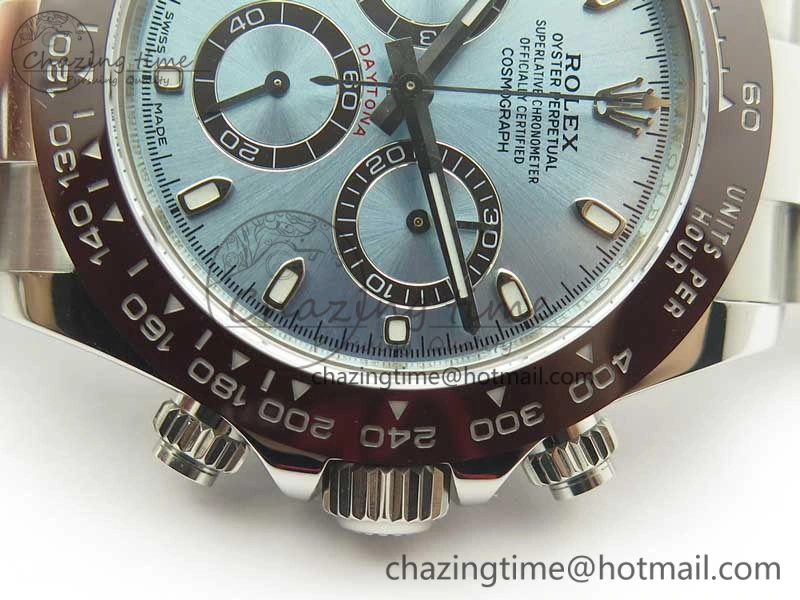 Daytona 116506 ARF 1:1 Best Edition 904L SS Case and Bracelet Ice Blue Dial Lume Markers A4130 Super Clone V ComfortFit 3410
