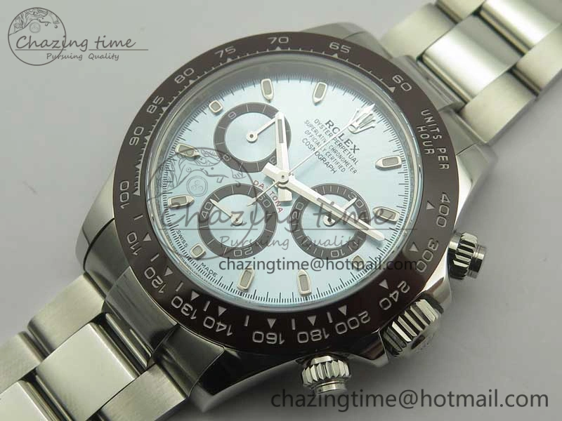 Daytona 116506 ARF 1:1 Best Edition 904L SS Case and Bracelet Ice Blue Dial Lume Markers A4130 Super Clone V ComfortFit 3410