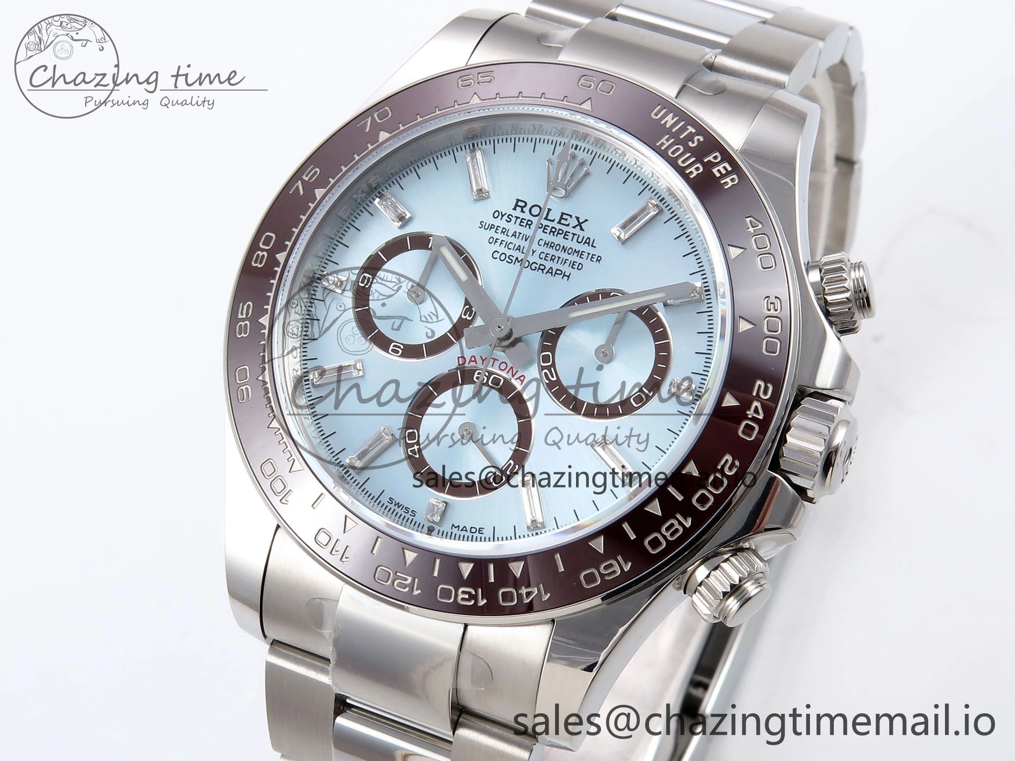 Daytona 116506 AR+SF 1:1 Best Edition Ice Blue Brown Dial Crystal Markers on SS Bracelet SH Sustainable 1009