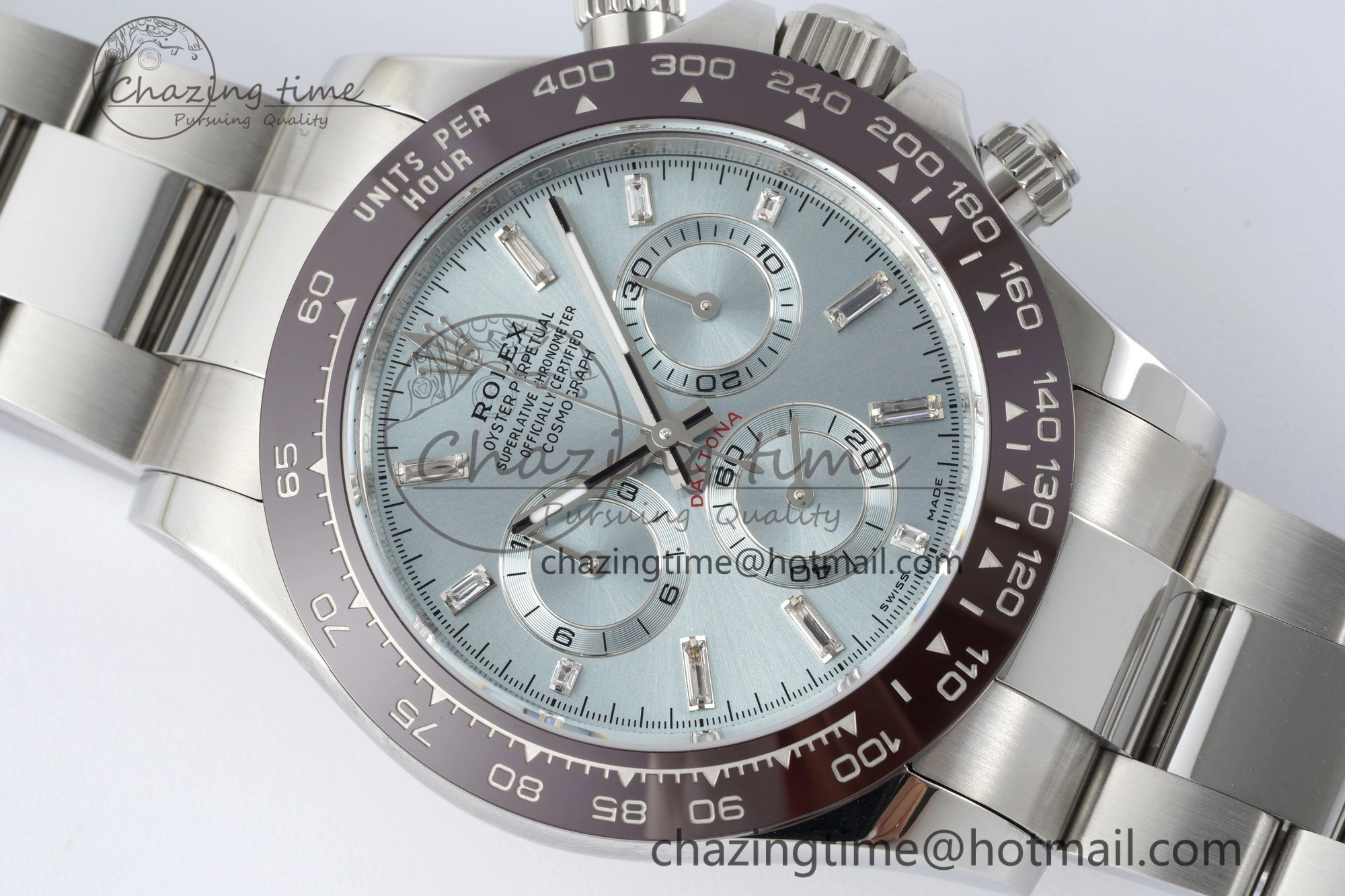 Attractive Daytona 116506 Brown Ceramic BTF 1:1 Best Edition Ice Blue Dial Crystal Marker on SS Bracelet SA4130 V 2214