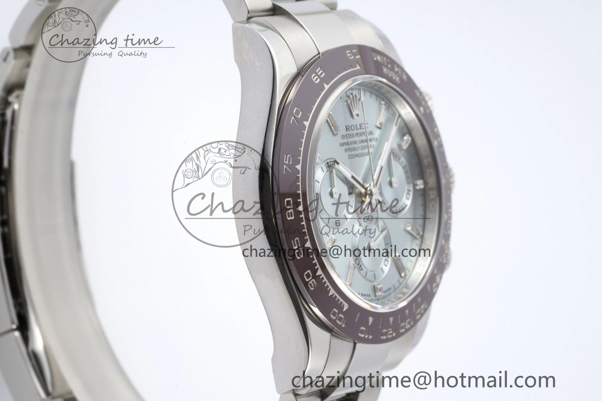 Attractive Daytona 116506 Brown Ceramic BTF 1:1 Best Edition Ice Blue Dial Crystal Marker on SS Bracelet SA4130 V 2214