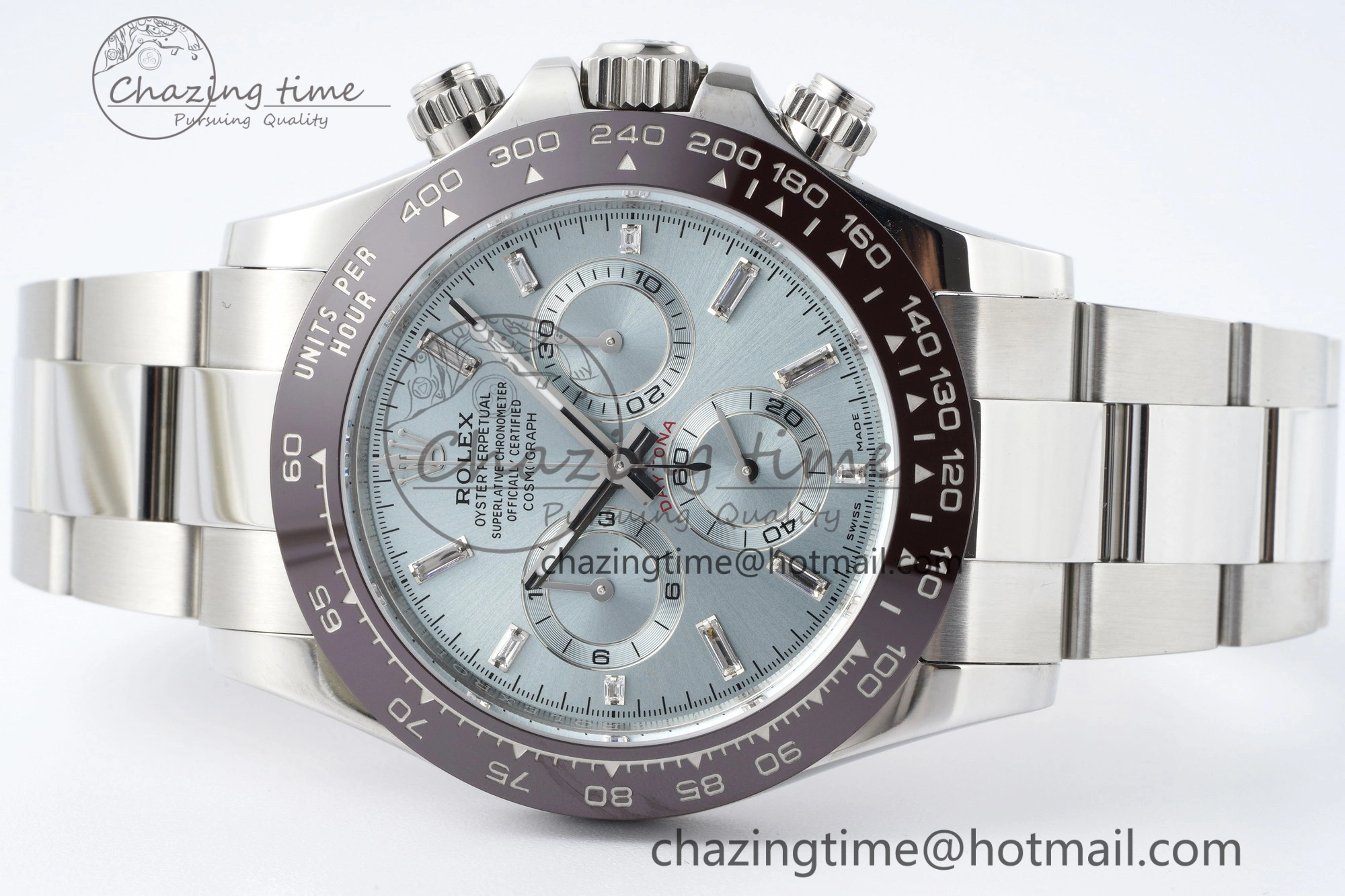 Attractive Daytona 116506 Brown Ceramic BTF 1:1 Best Edition Ice Blue Dial Crystal Marker on SS Bracelet SA4130 V 2214