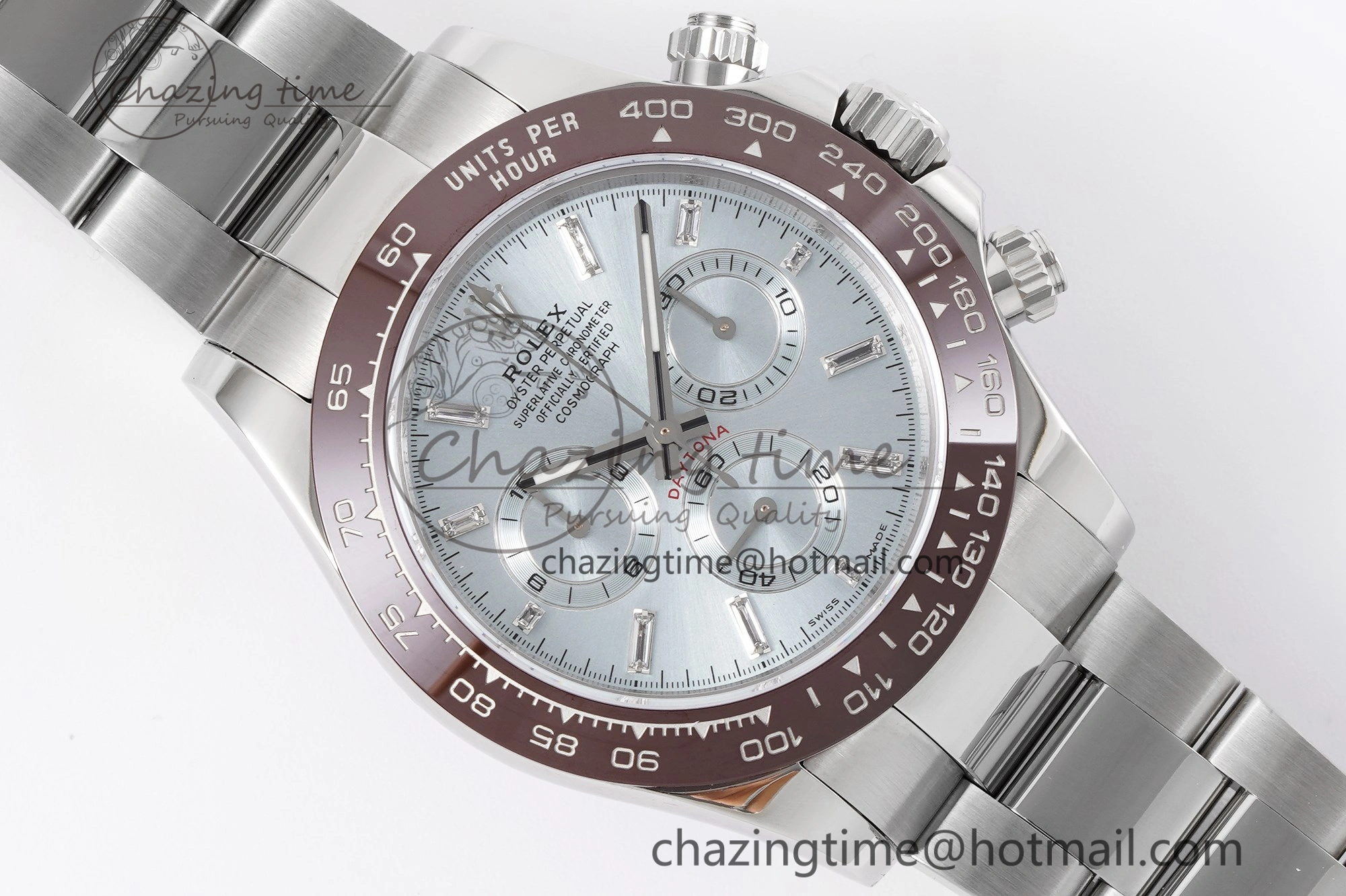 Daytona 116506 Brown Ceramic KING 1:1 Best Edition Ice Blue Dial Crystal Marker on SS Bracelet SH QuickDry 1915