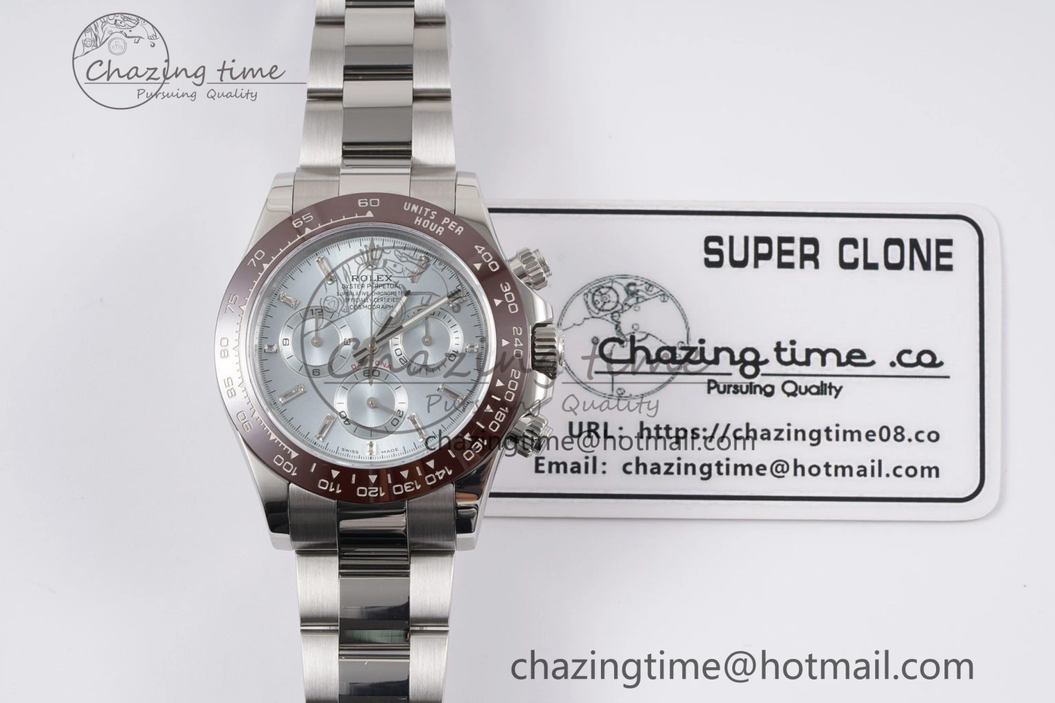 Daytona 116506 Brown Ceramic KING 1:1 Best Edition Ice Blue Dial Crystal Marker on SS Bracelet SH QuickDry 1915