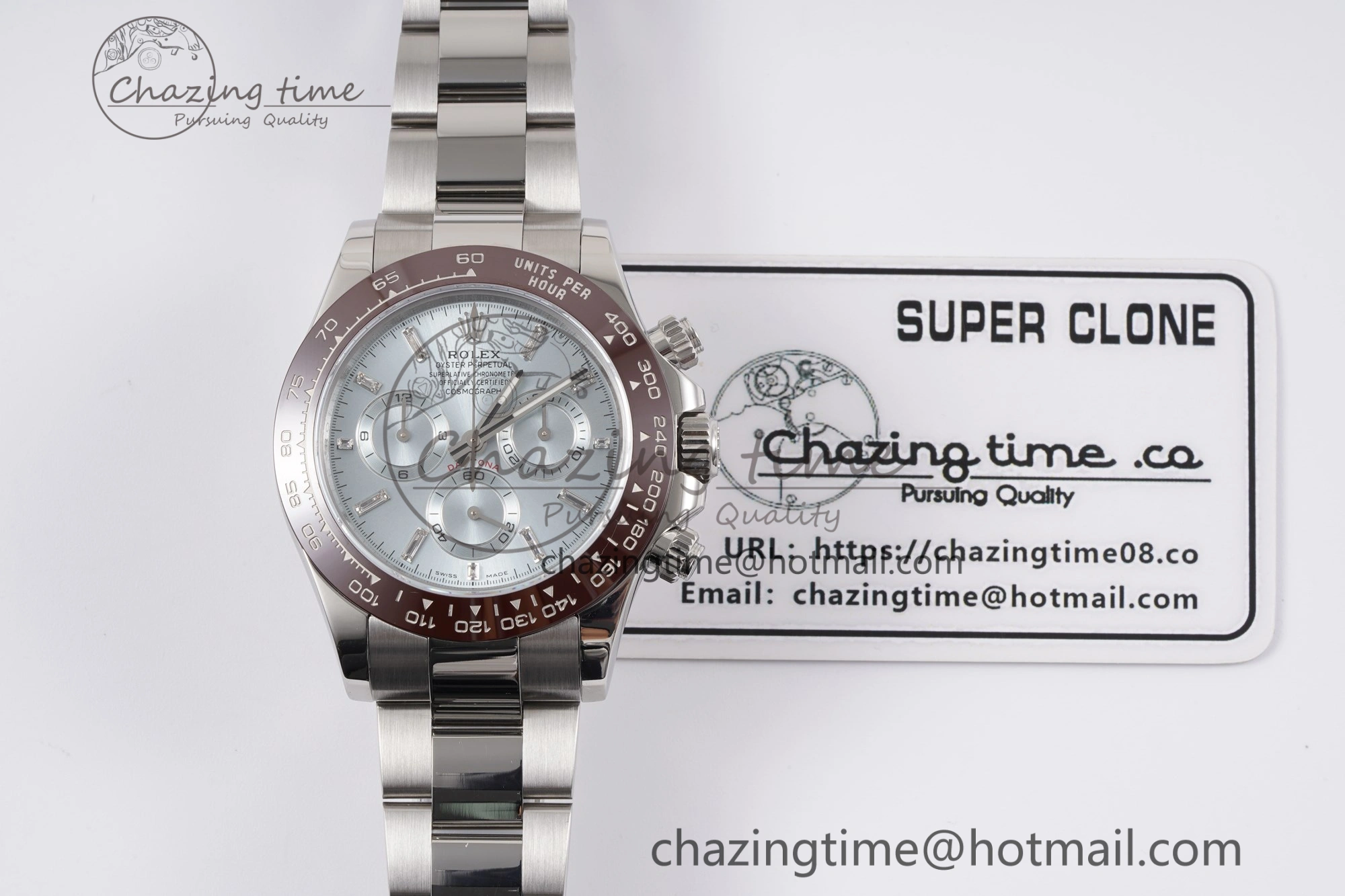 Daytona 116506 Brown Ceramic KING 1:1 Best Edition Ice Blue Dial Crystal Marker on SS Bracelet SH QuickDry 1915