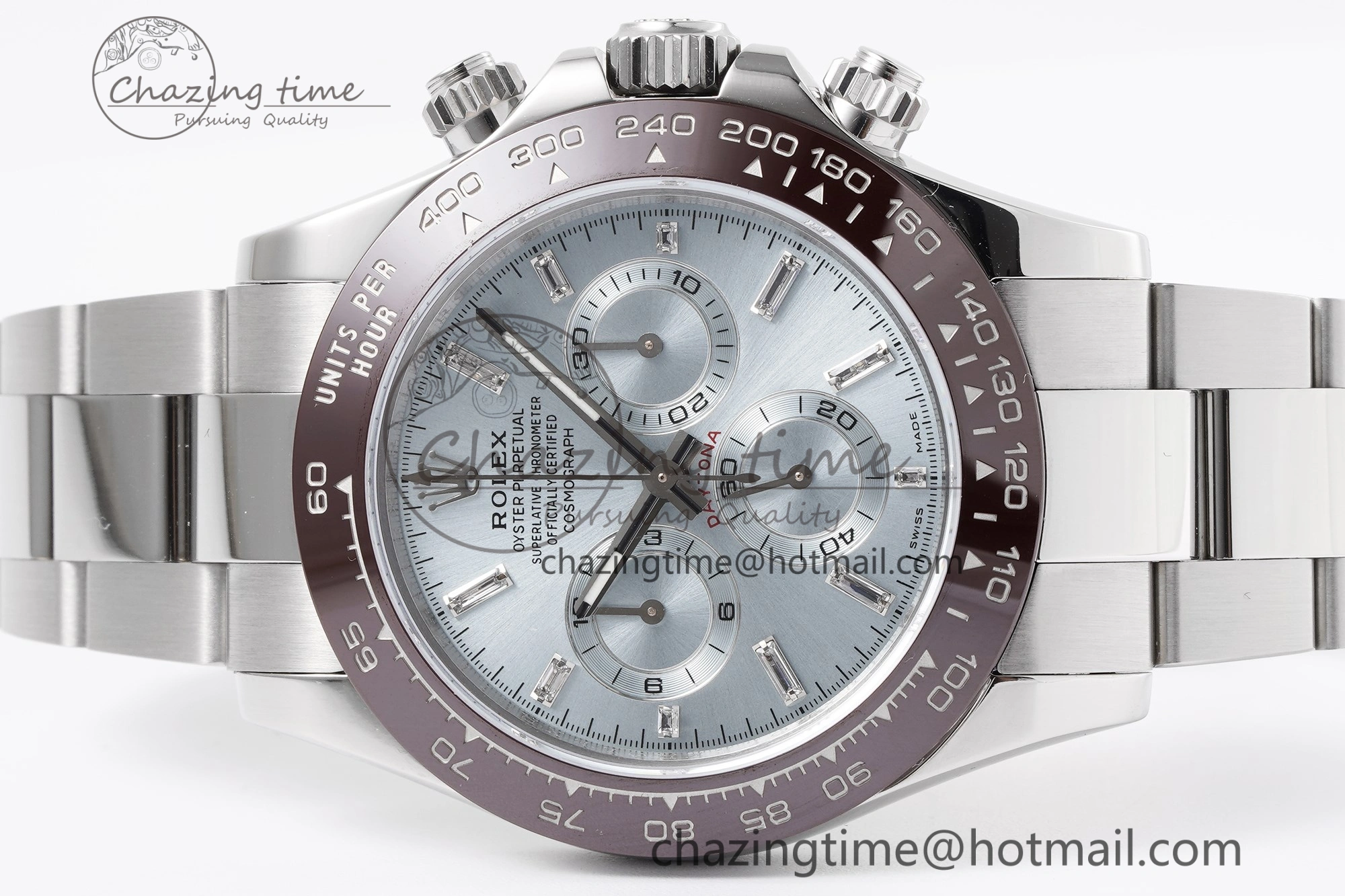Daytona 116506 Brown Ceramic KING 1:1 Best Edition Ice Blue Dial Crystal Marker on SS Bracelet SH QuickDry 1915