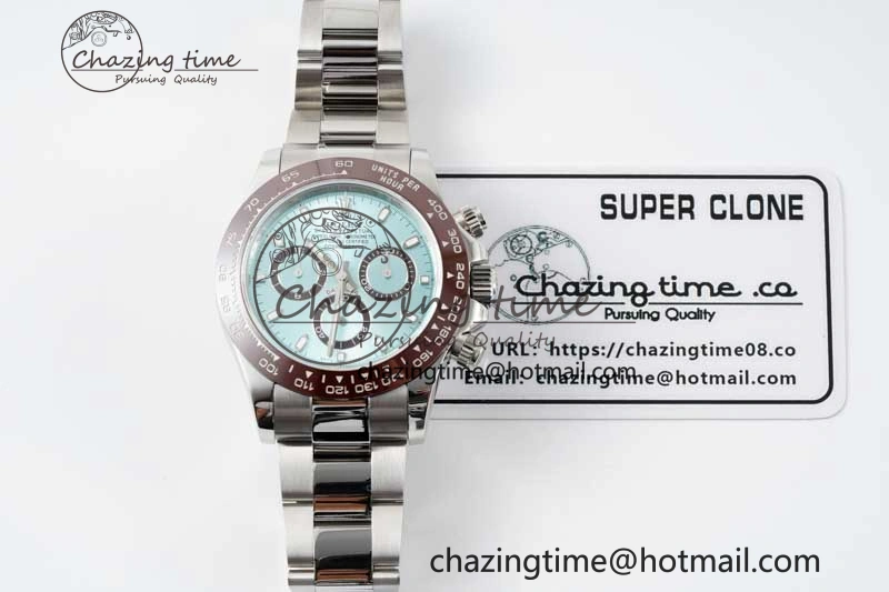 Daytona 116506 Brown Ceramic QF 1:1 Best Edition Ice Blue Dial on SS Bracelet SA FastDry 2266