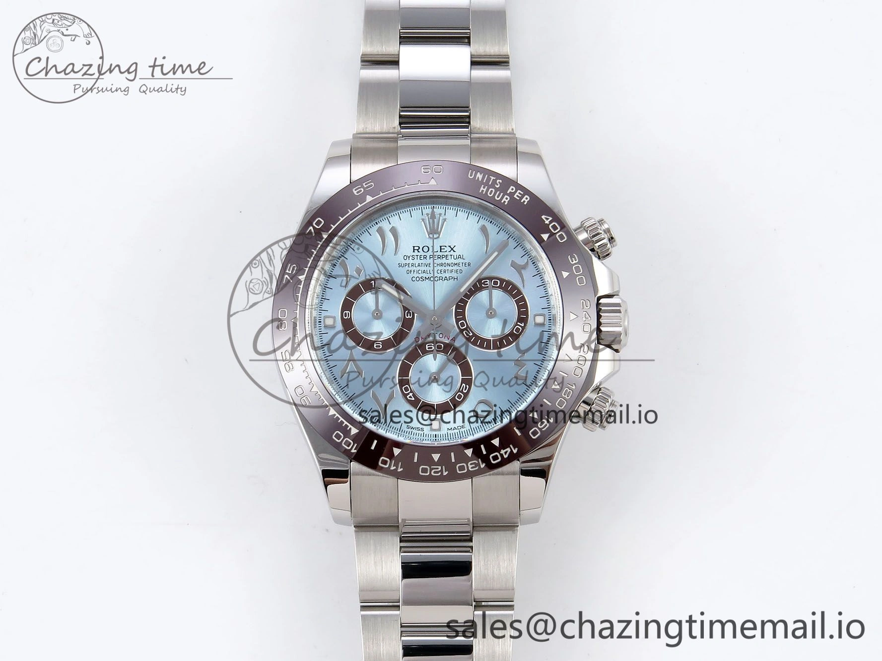 FlexibleFit Daytona 116506 Clean 1:1 Best Edition Ice Blue Dial Arabic Markers on SS Bracelet SA4130 V 1344