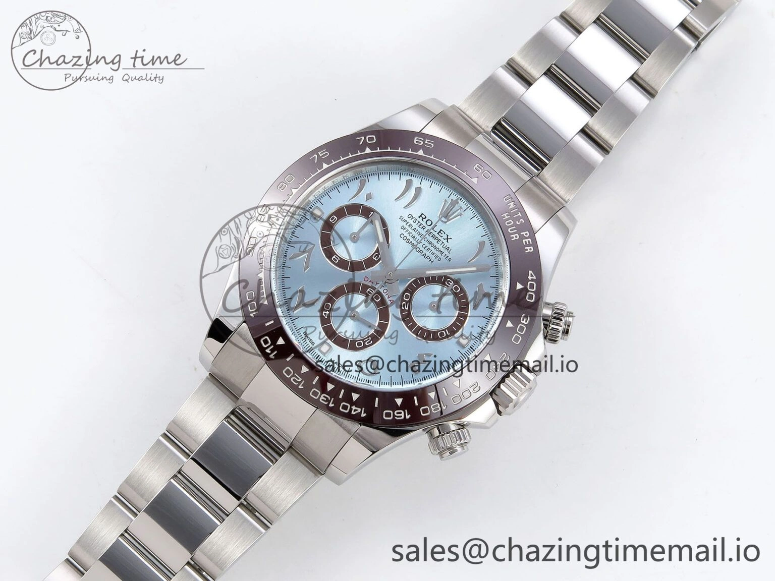 FlexibleFit Daytona 116506 Clean 1:1 Best Edition Ice Blue Dial Arabic Markers on SS Bracelet SA4130 V 1344