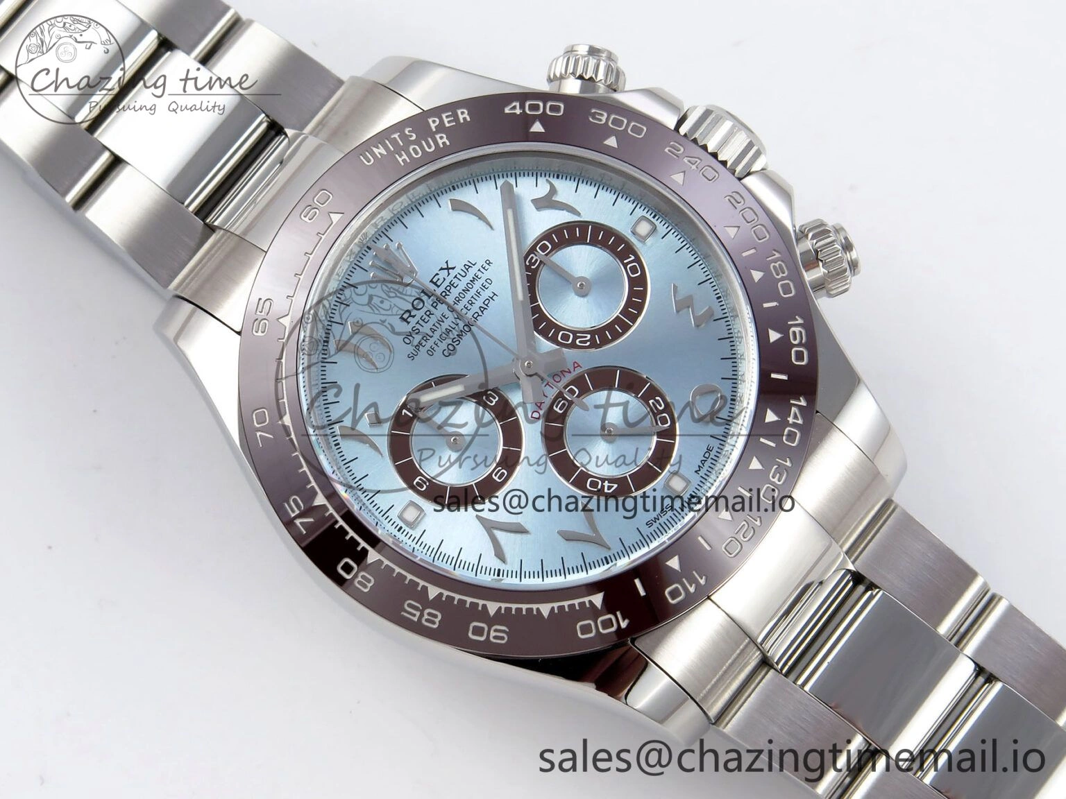 FlexibleFit Daytona 116506 Clean 1:1 Best Edition Ice Blue Dial Arabic Markers on SS Bracelet SA4130 V 1344