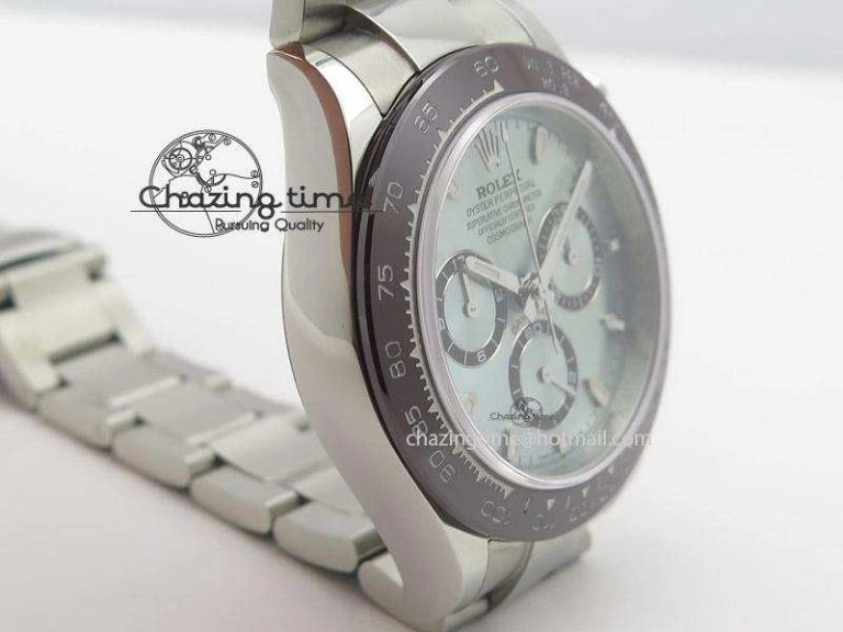 ComfortFit Daytona 116506 JF Best Edition Brown Ceramic Bezel Ice Blue Dial On SS Bracelet A 4025