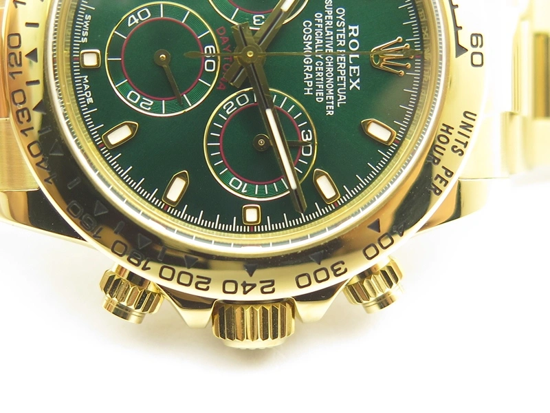 SoftTouch Daytona 116508 ARF 1:1 Best Edition YG Plated 904L SS Case And Bracelet Green Dial A4130 Super Clone 3439