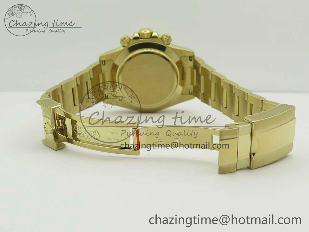 SmoothTexture Daytona 116508 ARF 1:1 Best Edition YG Plated 904L SS Case and Bracelet Black Dial A4130 Super Clone V 3252