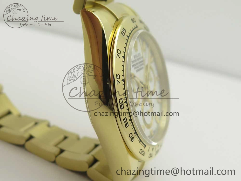 Packable Daytona 116508 ARF 1:1 Best Edition YG Plated 904L SS Case and Bracelet White Dial A4130 Super Clone V 3253