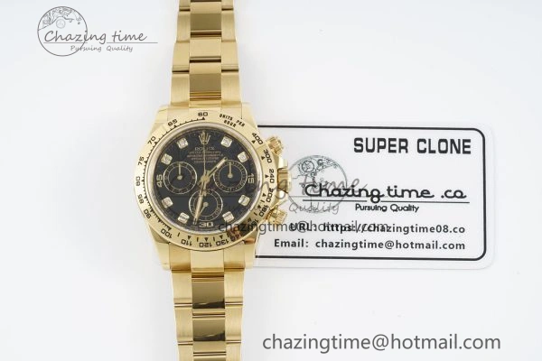 Daytona 116508 Clean 1:1 Best Edition Black Diamonds Dial on YG Bracelet SA4130 V Resilient 2106