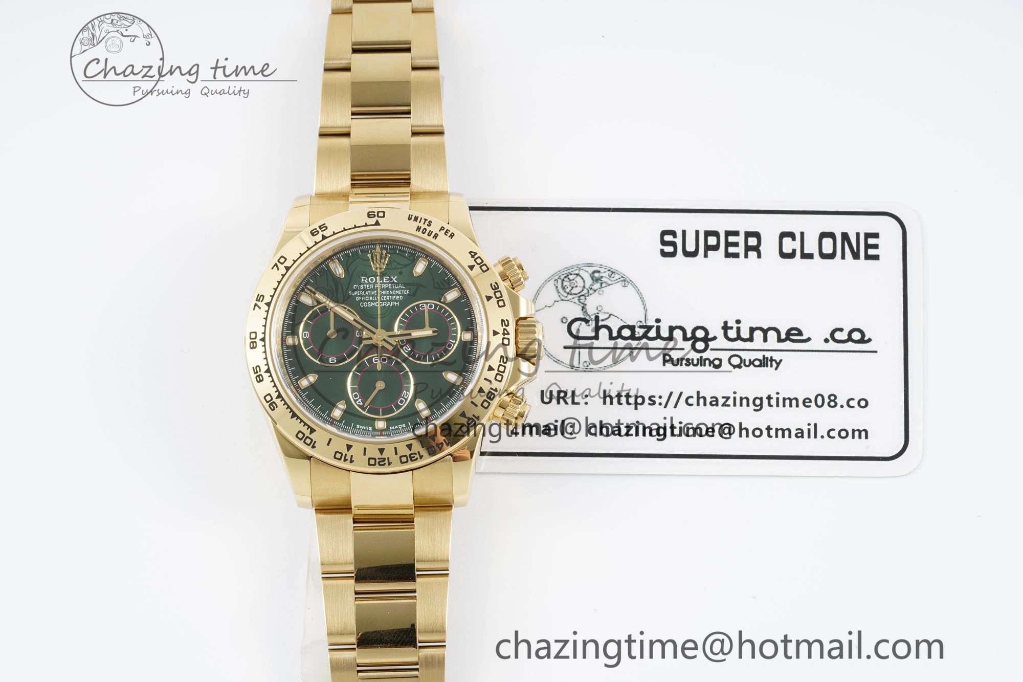 Daytona 116508 Clean 1:1 Best Edition Green Dial on YG Bracelet SA4130 V TopPick 2103