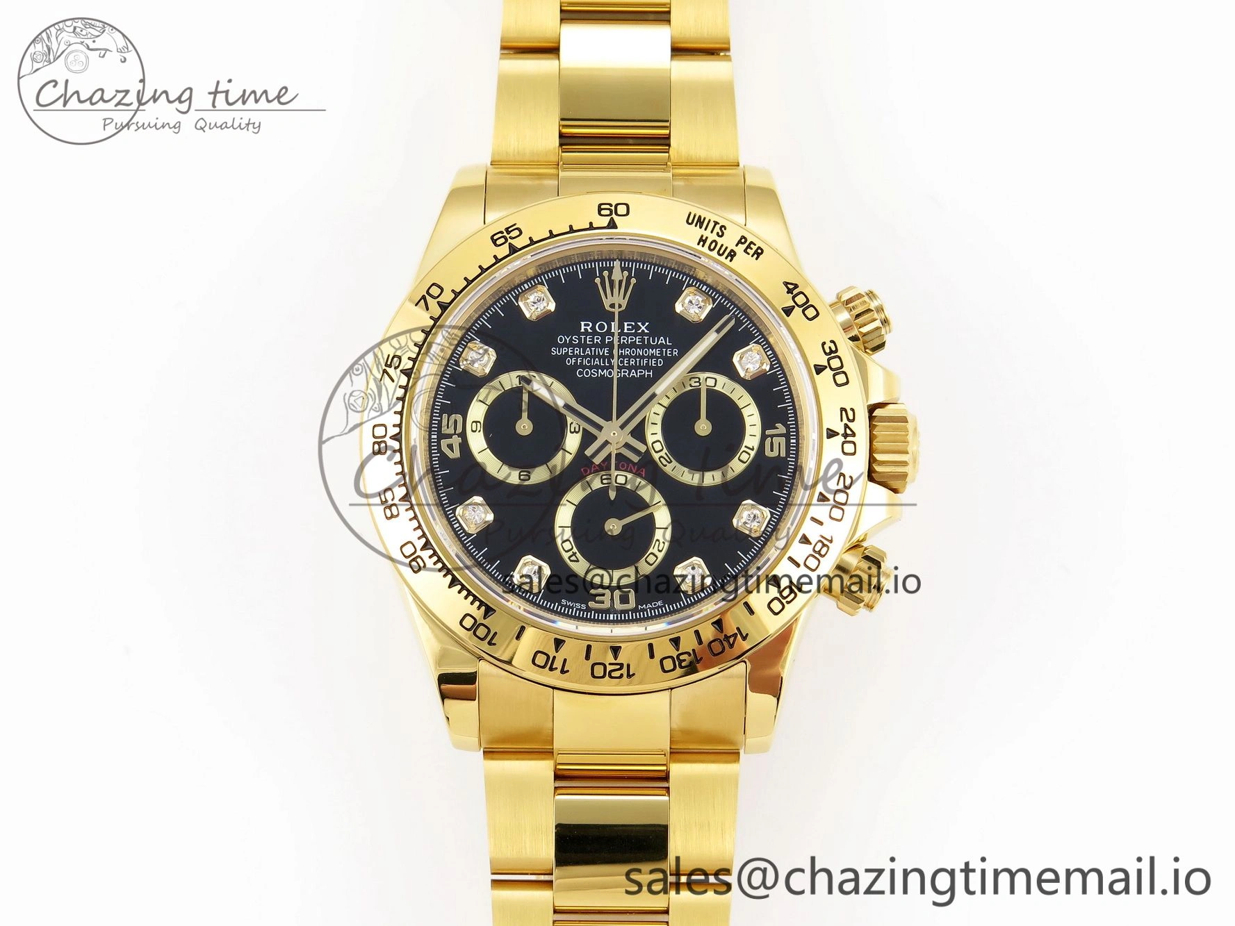 Daytona 116508 KING 1:1 Best Edition Black YG Diamonds Dial on YG Bracelet SH Unisex 1906
