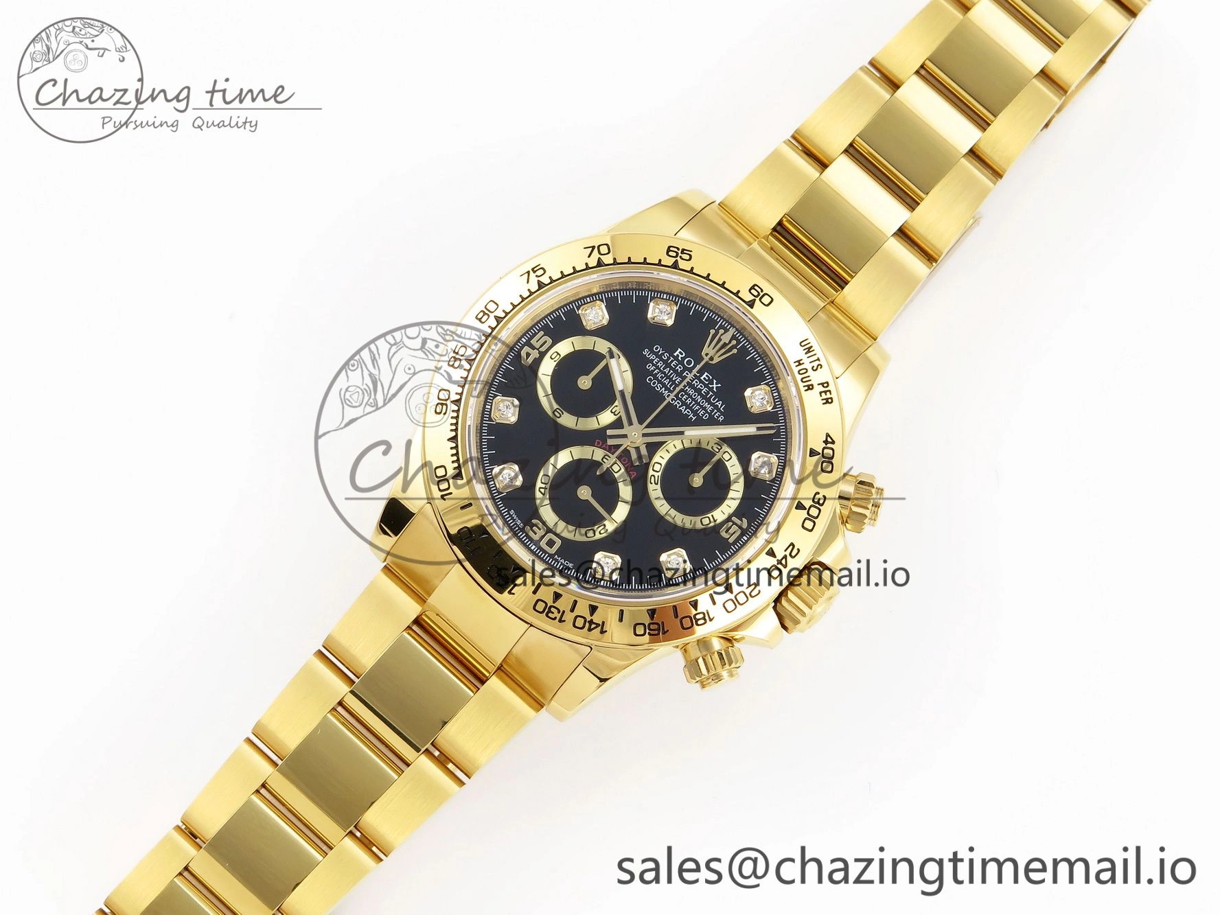 Daytona 116508 KING 1:1 Best Edition Black YG Diamonds Dial on YG Bracelet SH Unisex 1906