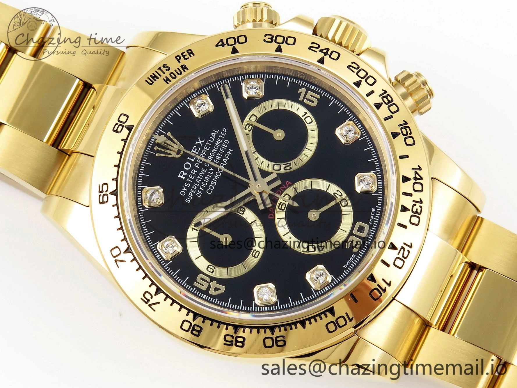 Daytona 116508 KING 1:1 Best Edition Black YG Diamonds Dial on YG Bracelet SH Unisex 1906