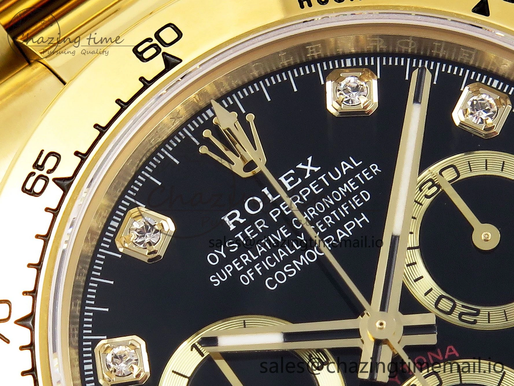 Daytona 116508 KING 1:1 Best Edition Black YG Diamonds Dial on YG Bracelet SH Unisex 1906