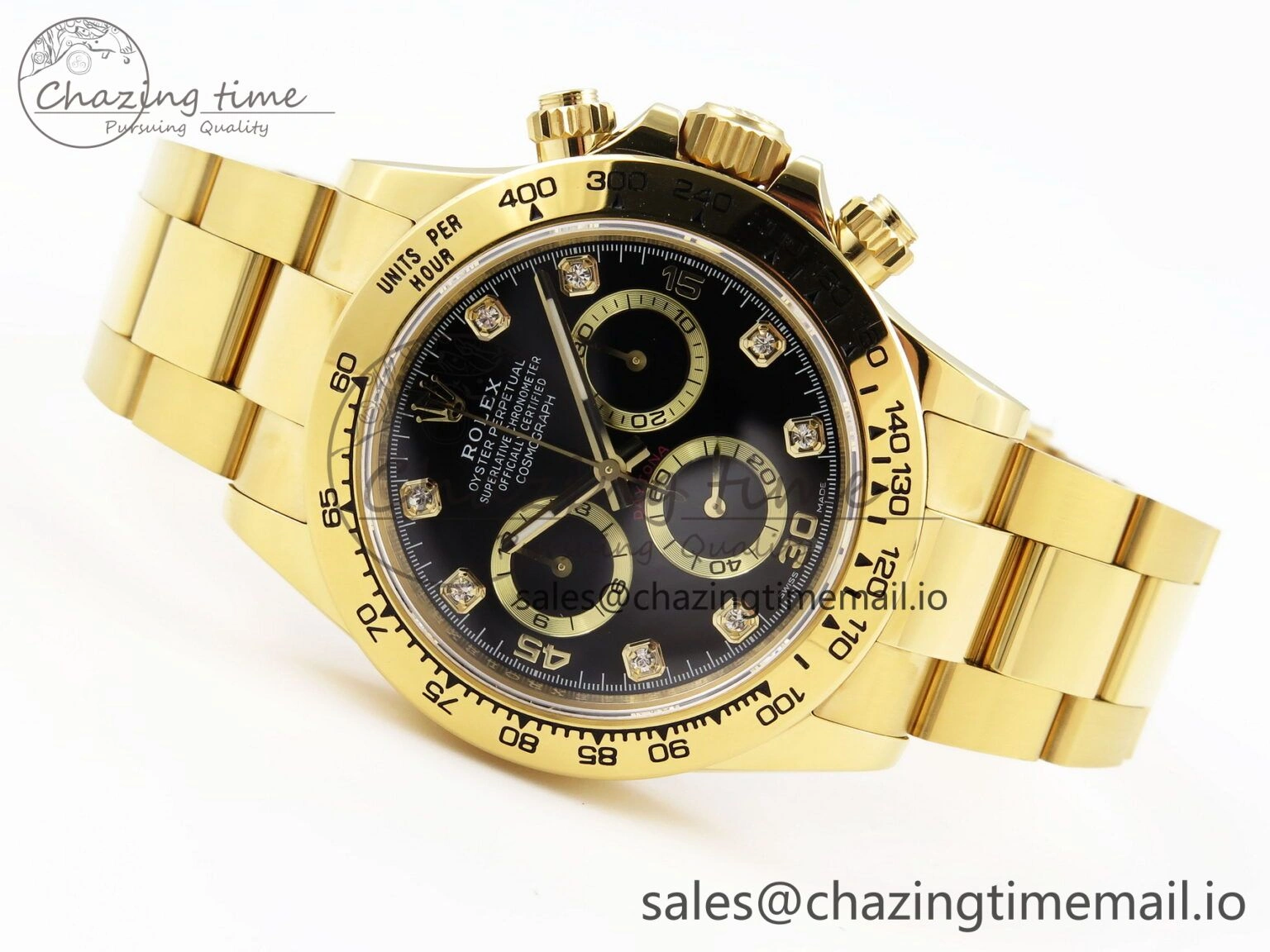 Daytona 116508 KING 1:1 Best Edition Black YG Diamonds Dial on YG Bracelet SH Unisex 1906