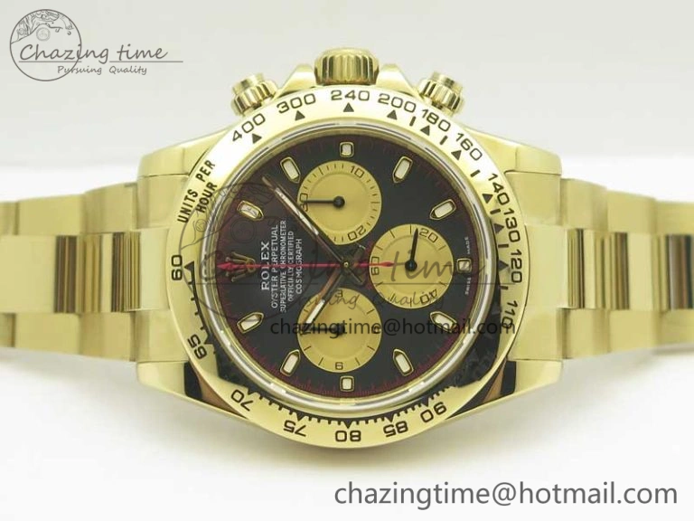 UrbanStyle Daytona 116508 Paul Newman ARF 1:1 Best Edition YG Plated 904L SS Case and Bracelet Black Dial A4130 Super Clone 3355