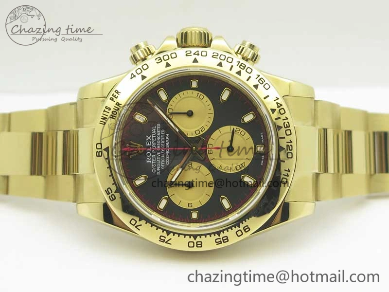 UrbanStyle Daytona 116508 Paul Newman ARF 1:1 Best Edition YG Plated 904L SS Case and Bracelet Black Dial A4130 Super Clone 3355