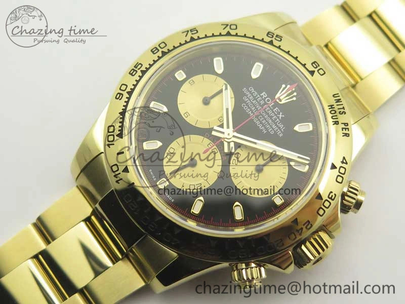 UrbanStyle Daytona 116508 Paul Newman ARF 1:1 Best Edition YG Plated 904L SS Case and Bracelet Black Dial A4130 Super Clone 3355