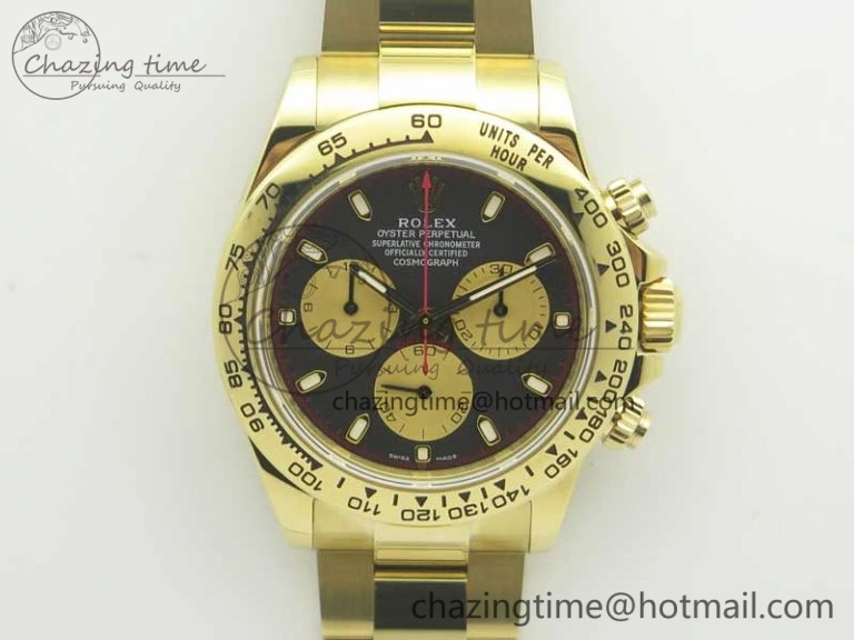 UrbanStyle Daytona 116508 Paul Newman ARF 1:1 Best Edition YG Plated 904L SS Case and Bracelet Black Dial A4130 Super Clone 3355