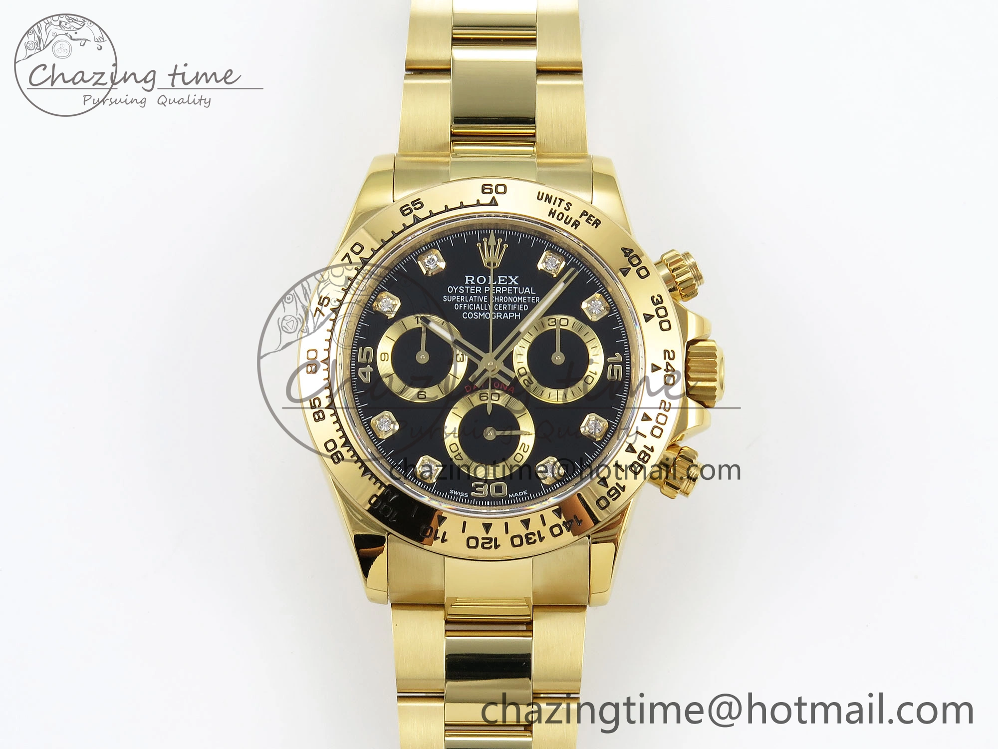 Daytona 116508 QF 1:1 Best Edition Black Diamonds Dial on YG Bracelet SH4130 V3 (Gain Weight) FastDry 1719
