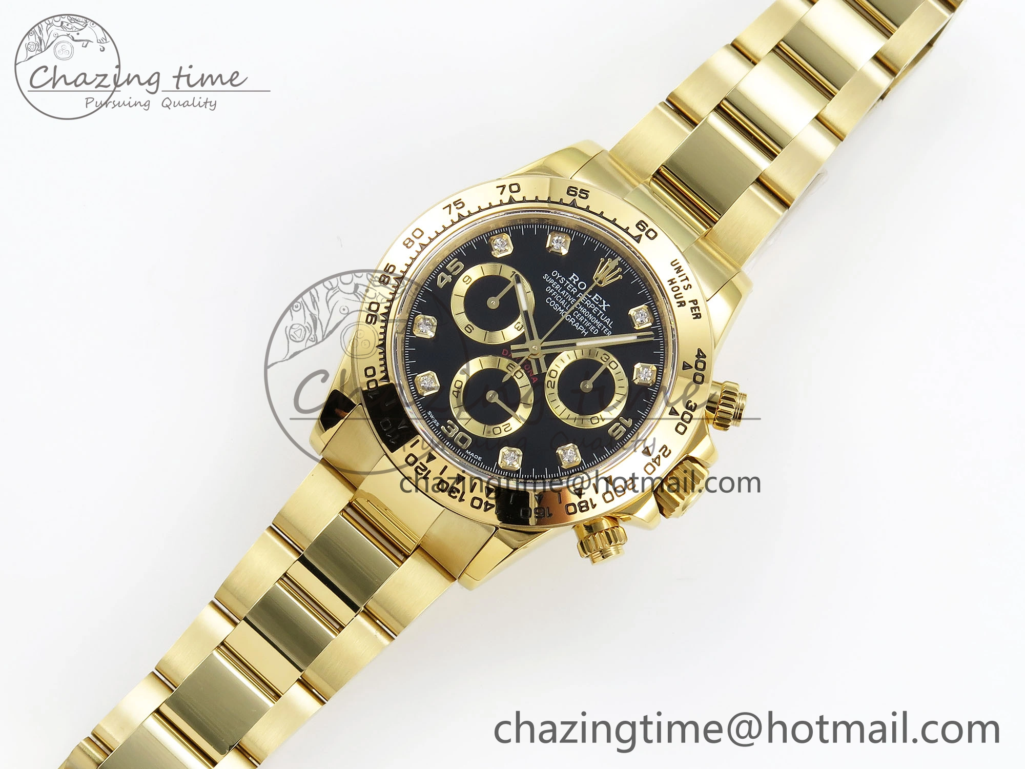 Daytona 116508 QF 1:1 Best Edition Black Diamonds Dial on YG Bracelet SH4130 V3 (Gain Weight) FastDry 1719