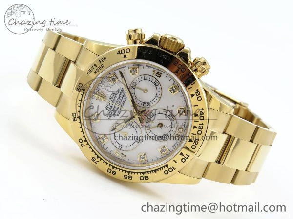 Daytona 116508 QF 1:1 Best Edition White Diamonds Dial on YG Bracelet SH4130 V3 (Gain Weight) Unisex 1722