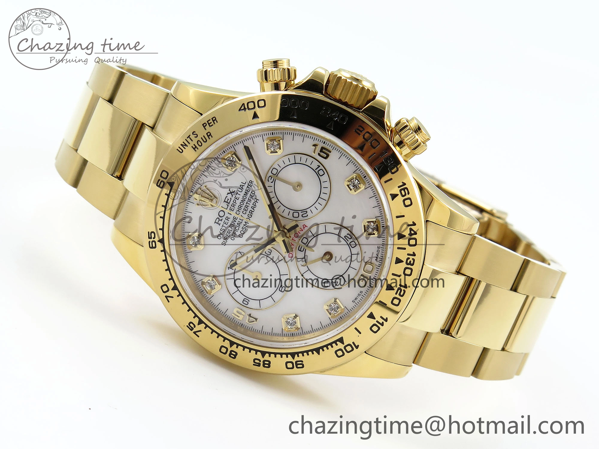 Daytona 116508 QF 1:1 Best Edition White Diamonds Dial on YG Bracelet SH4130 V3 (Gain Weight) Unisex 1722