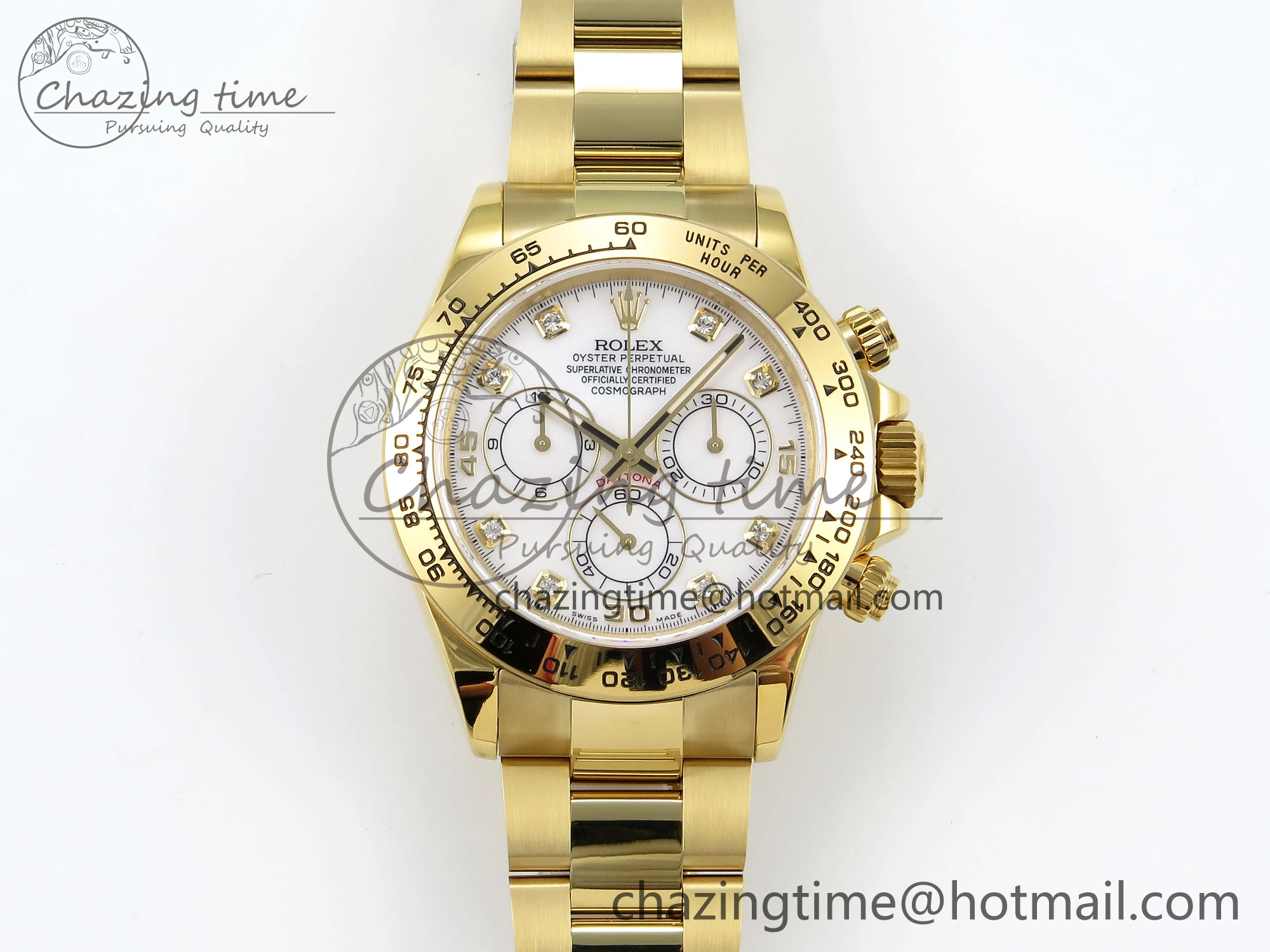 Daytona 116508 QF 1:1 Best Edition White Diamonds Dial on YG Bracelet SH4130 V3 (Gain Weight) Unisex 1722