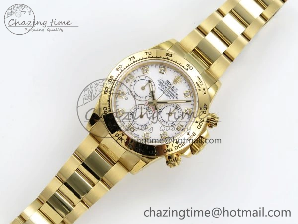 Daytona 116508 QF 1:1 Best Edition White Diamonds Dial on YG Bracelet SH4130 V3 (Gain Weight) Unisex 1722