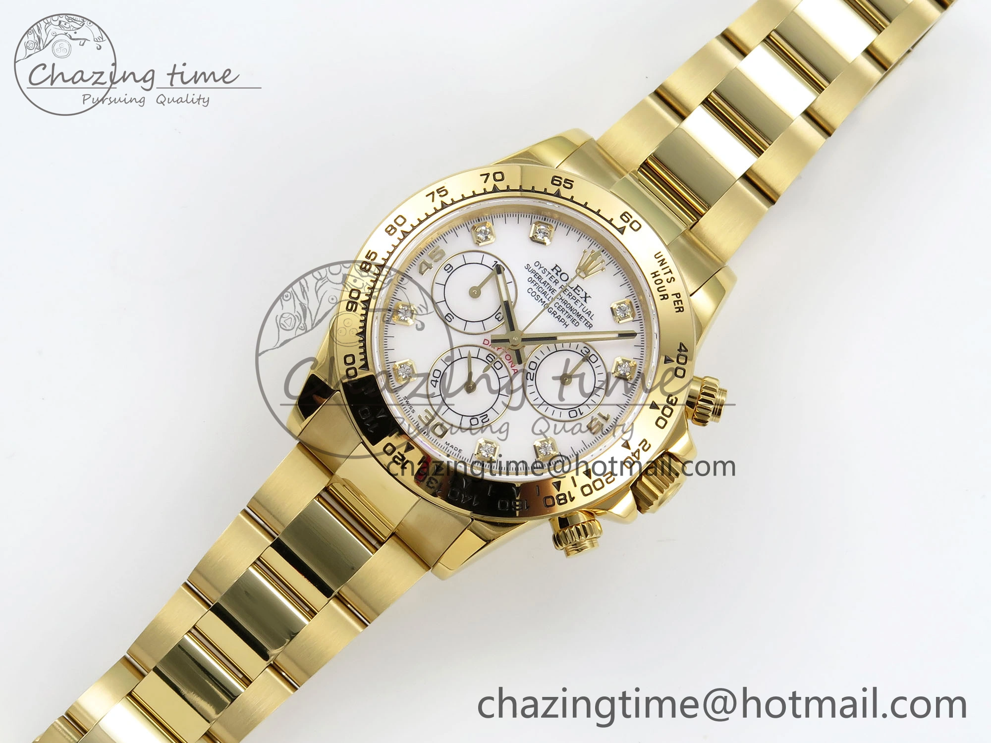 Daytona 116508 QF 1:1 Best Edition White Diamonds Dial on YG Bracelet SH4130 V3 (Gain Weight) Unisex 1722
