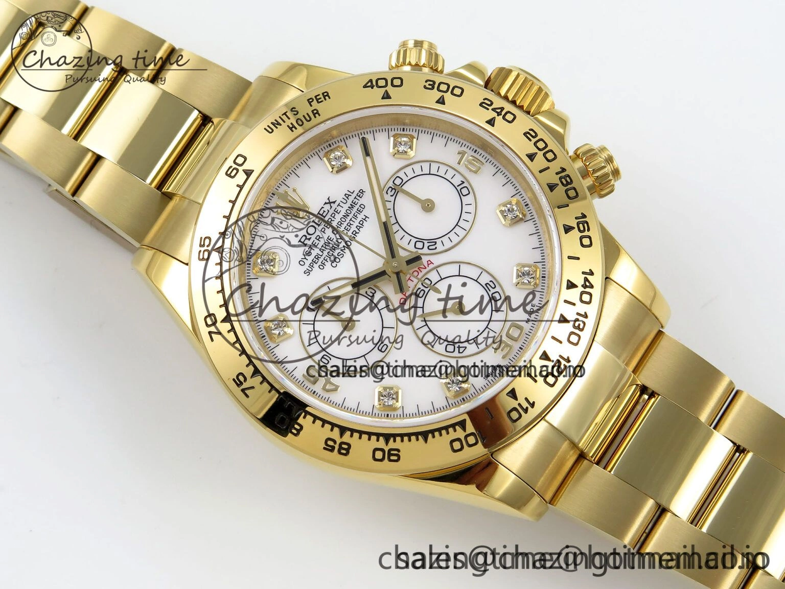 Daytona 116508 QF 1:1 Best Edition White Diamonds Dial on YG Bracelet SH4130 V3 (Gain Weight) Unisex 1722
