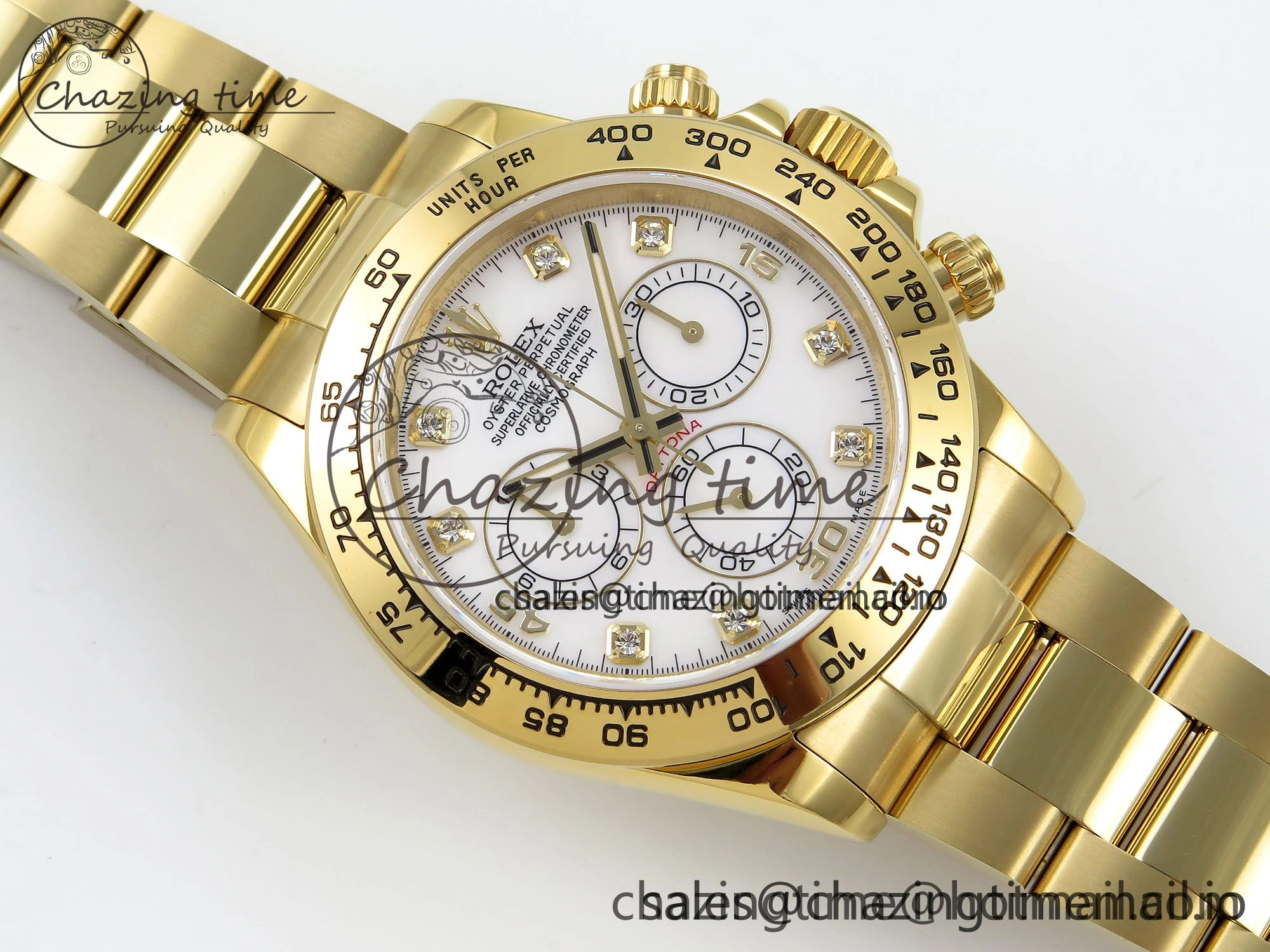 Daytona 116508 QF 1:1 Best Edition White Diamonds Dial on YG Bracelet SH4130 V3 (Gain Weight) Unisex 1722