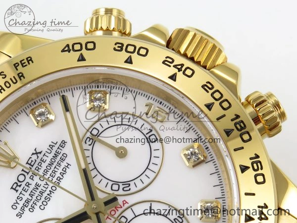 Daytona 116508 QF 1:1 Best Edition White Diamonds Dial on YG Bracelet SH4130 V3 (Gain Weight) Unisex 1722