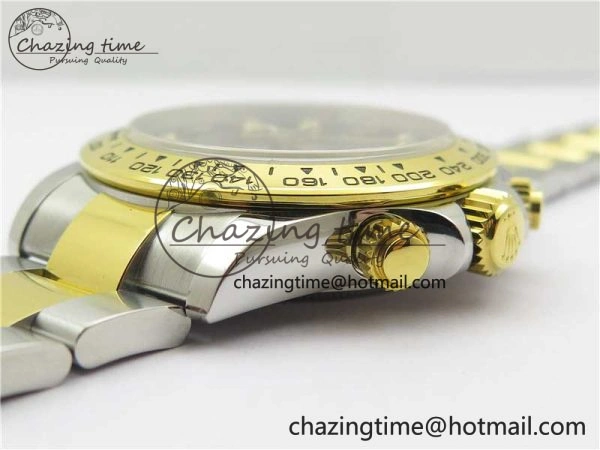 Daytona 116508 SS YG Noob 1:1 Best Edition 904L SS YG Case and Bracelet Black Crystal Dial SA Reliable 2629