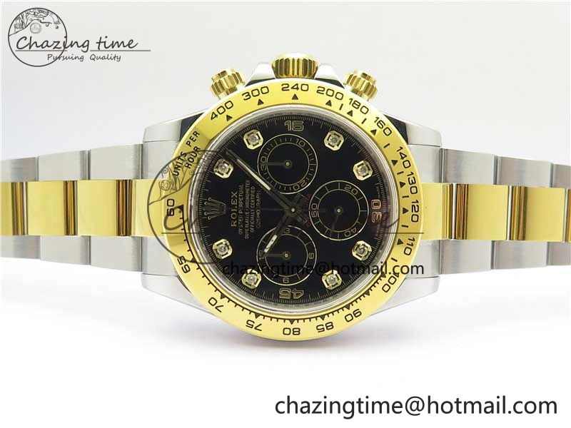 Daytona 116508 SS YG Noob 1:1 Best Edition 904L SS YG Case and Bracelet Black Crystal Dial SA Reliable 2629