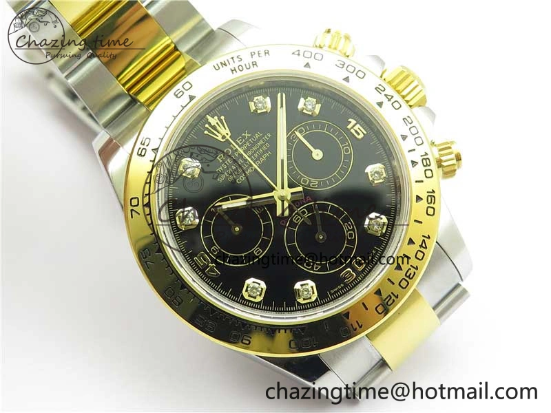 Daytona 116508 SS YG Noob 1:1 Best Edition 904L SS YG Case and Bracelet Black Crystal Dial SA Reliable 2629