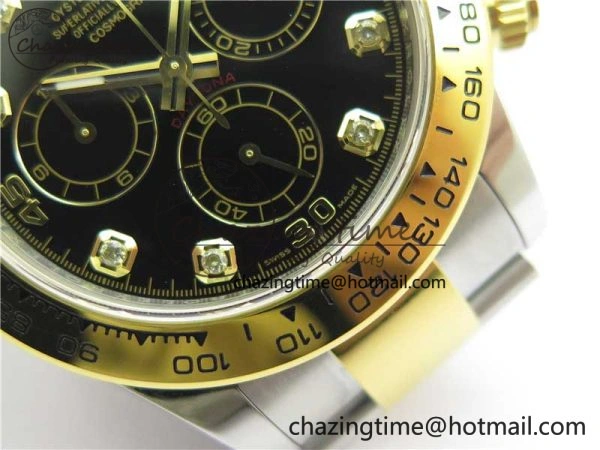 Daytona 116508 SS YG Noob 1:1 Best Edition 904L SS YG Case and Bracelet Black Crystal Dial SA Reliable 2629