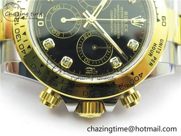 Daytona 116508 SS YG Noob 1:1 Best Edition 904L SS YG Case and Bracelet Black Crystal Dial SA Reliable 2629