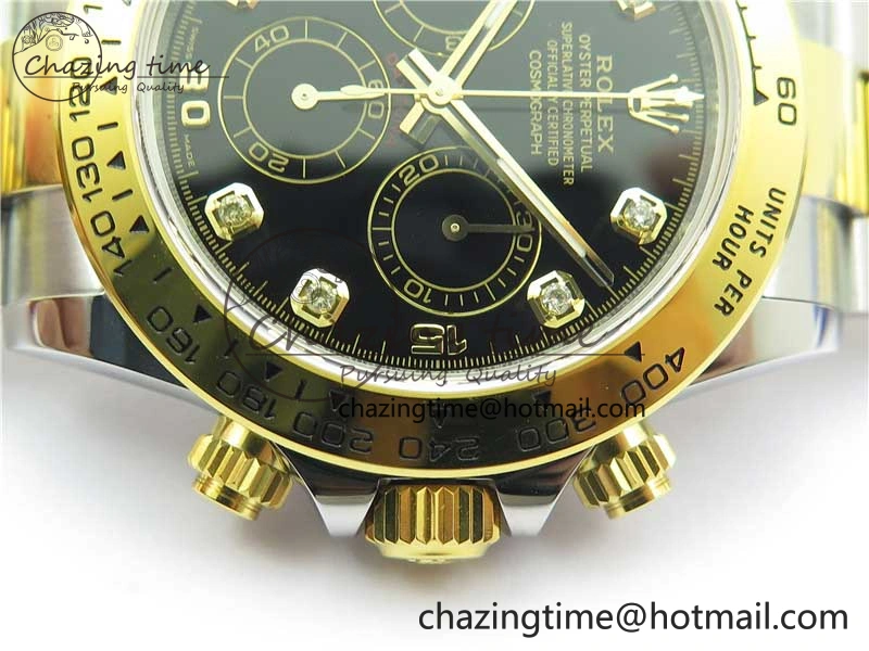 Daytona 116508 SS YG Noob 1:1 Best Edition 904L SS YG Case and Bracelet Black Crystal Dial SA Reliable 2629