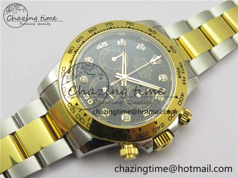 Daytona 116508 SS YG Noob 1:1 Best Edition 904L SS YG Case and Bracelet Black Crystal Dial SA Reliable 2629