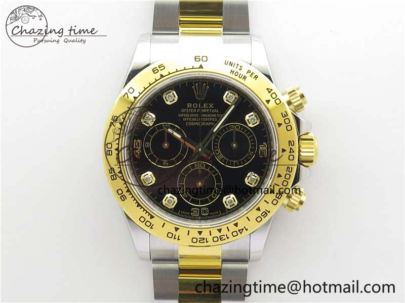 Daytona 116508 SS YG Noob 1:1 Best Edition 904L SS YG Case and Bracelet Black Crystal Dial SA Reliable 2629
