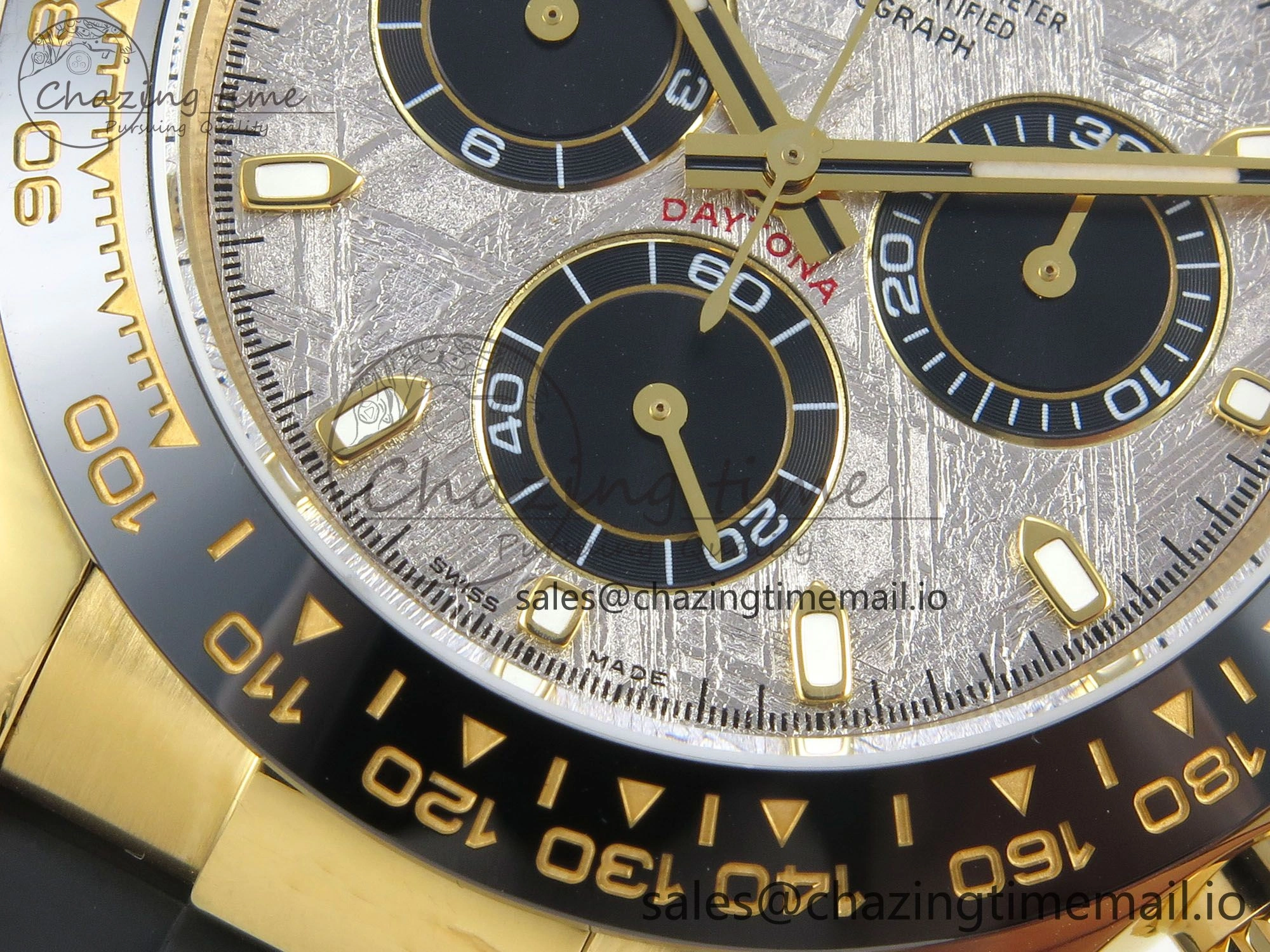 ModernLook Daytona 116508 YG 3CF 1:1 Best Edition Black Bezel Meteorite Dial on Oysterflex Strap SH4130 V2(Mod Version) 10805